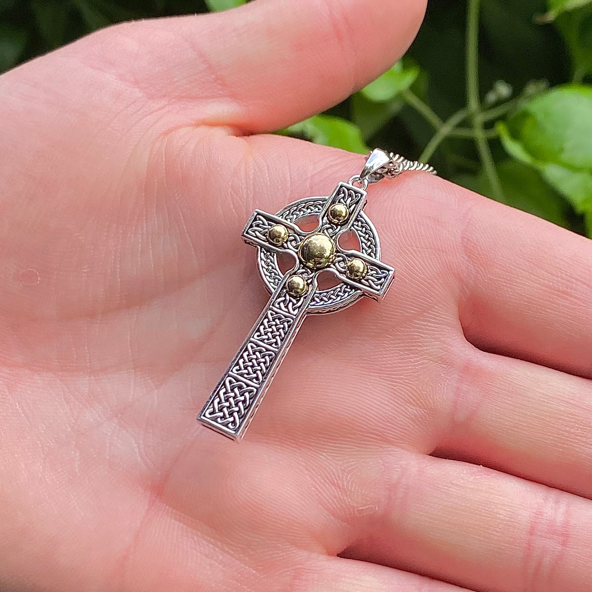 Silver Oxidized Celtic Cross Pendant