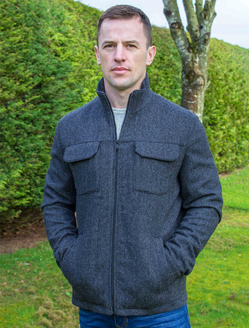 Skellig Wool Tweed Walking Jacket - Charcoal