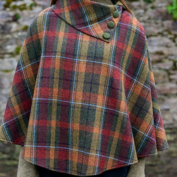 Mucros Tweed Poncho - Autumn Plaid