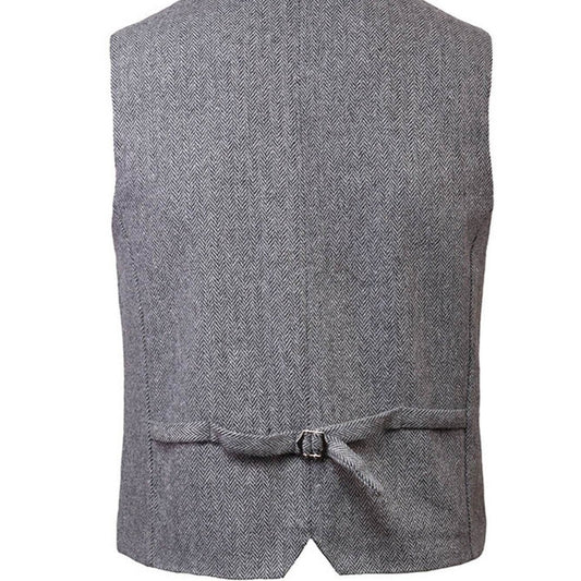 Tweed Herringbone Waistcoat - Grey