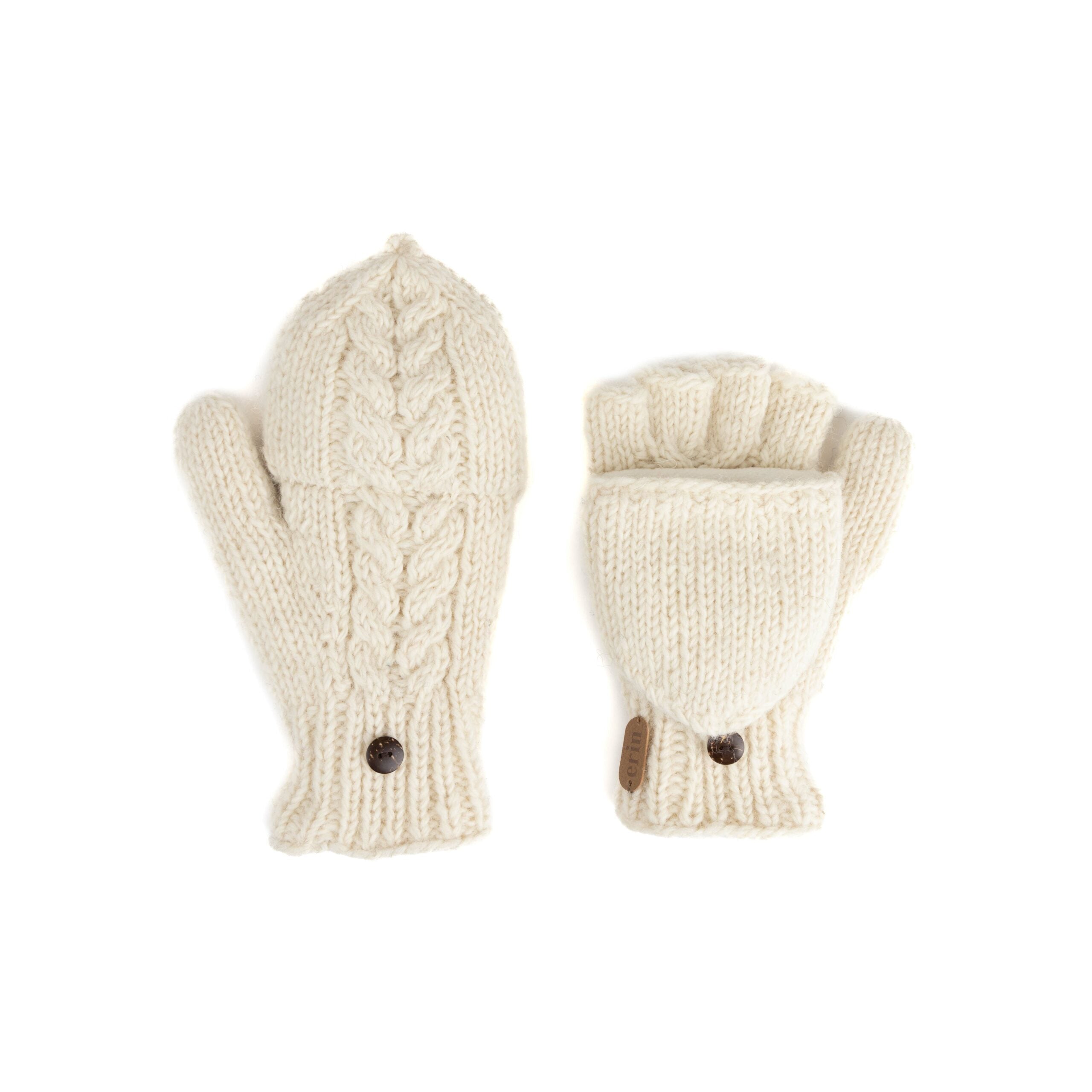 Aran Cable Hunter Gloves White