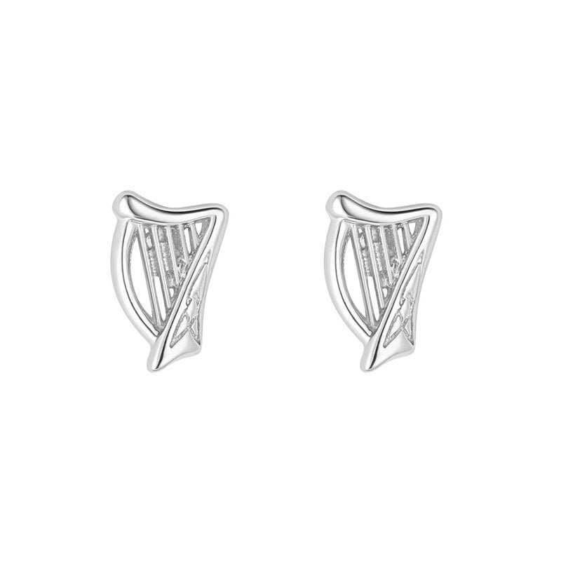 Sterling Silver Harp Stud Earrings