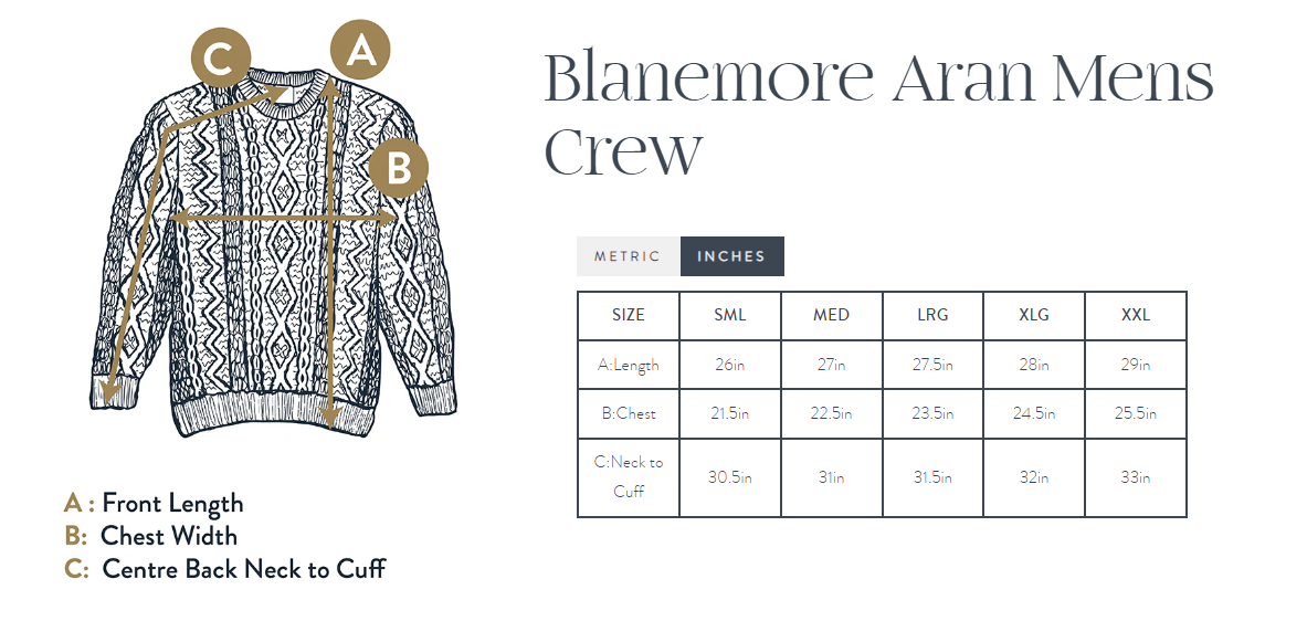 Blanemore Aran Mens Crew