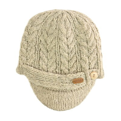 Aran Cable Peak Hat Oatmeal