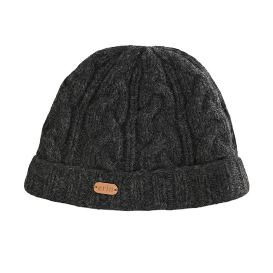 Aran Cable Turnup Hat Charcoal