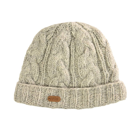 Aran Cable Turnup Hat Oatmeal