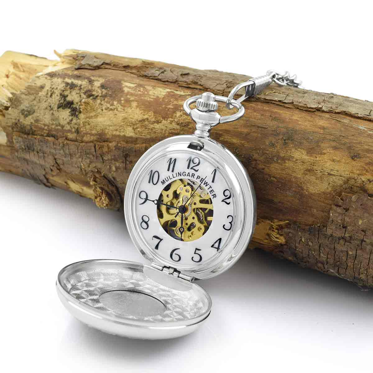 Mullingar Pewter Mechanical Pocket Watch with Celtic Spiral