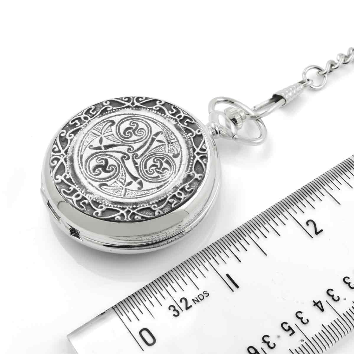 Mullingar Pewter Mechanical Pocket Watch with Celtic Spiral