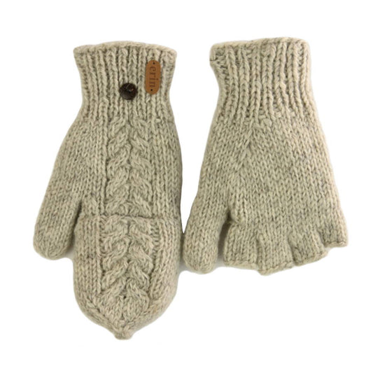 Aran Cable Hunter Gloves Oatmeal