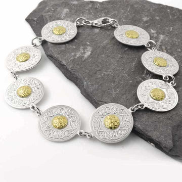 Celtic Warrior Disc Bracelet with 18K Gold Bead