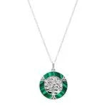 Malachite Tree of Life Trinity Knot Circle Pendant