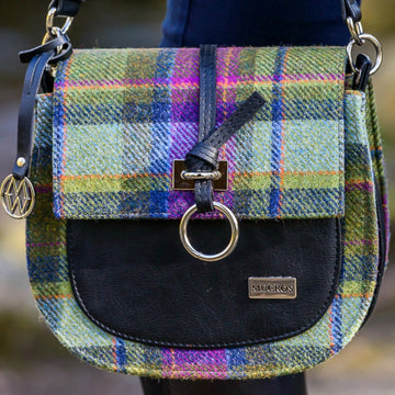 Grace Tweed Bag - Green & Purple