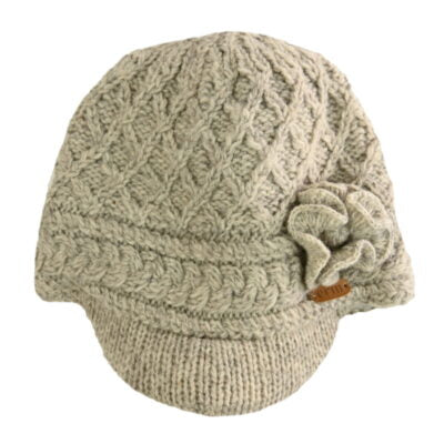 Aran Trellis Design Peak Hat Oatmeal