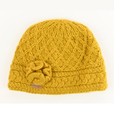 Aran Trellis Design Pullon Hat Mustard