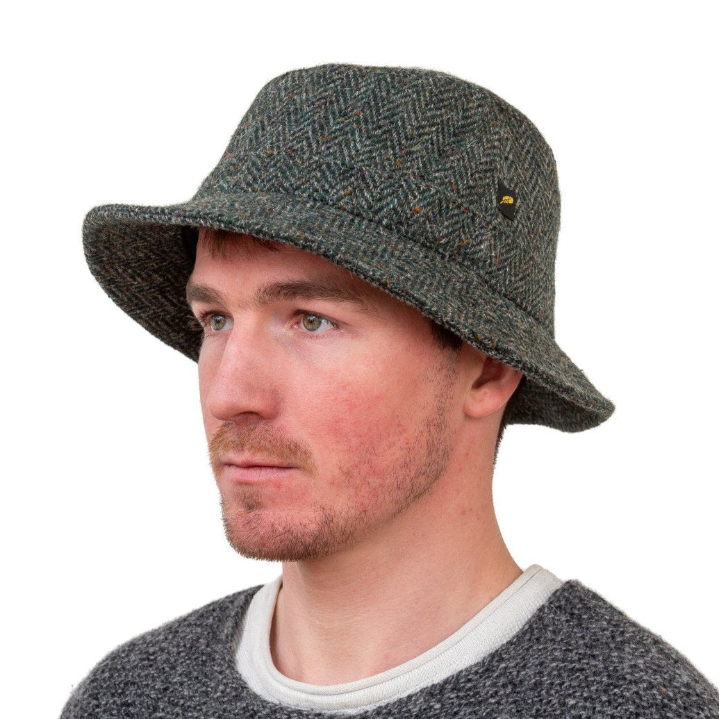 Green Herringbone Irish Walking Hat