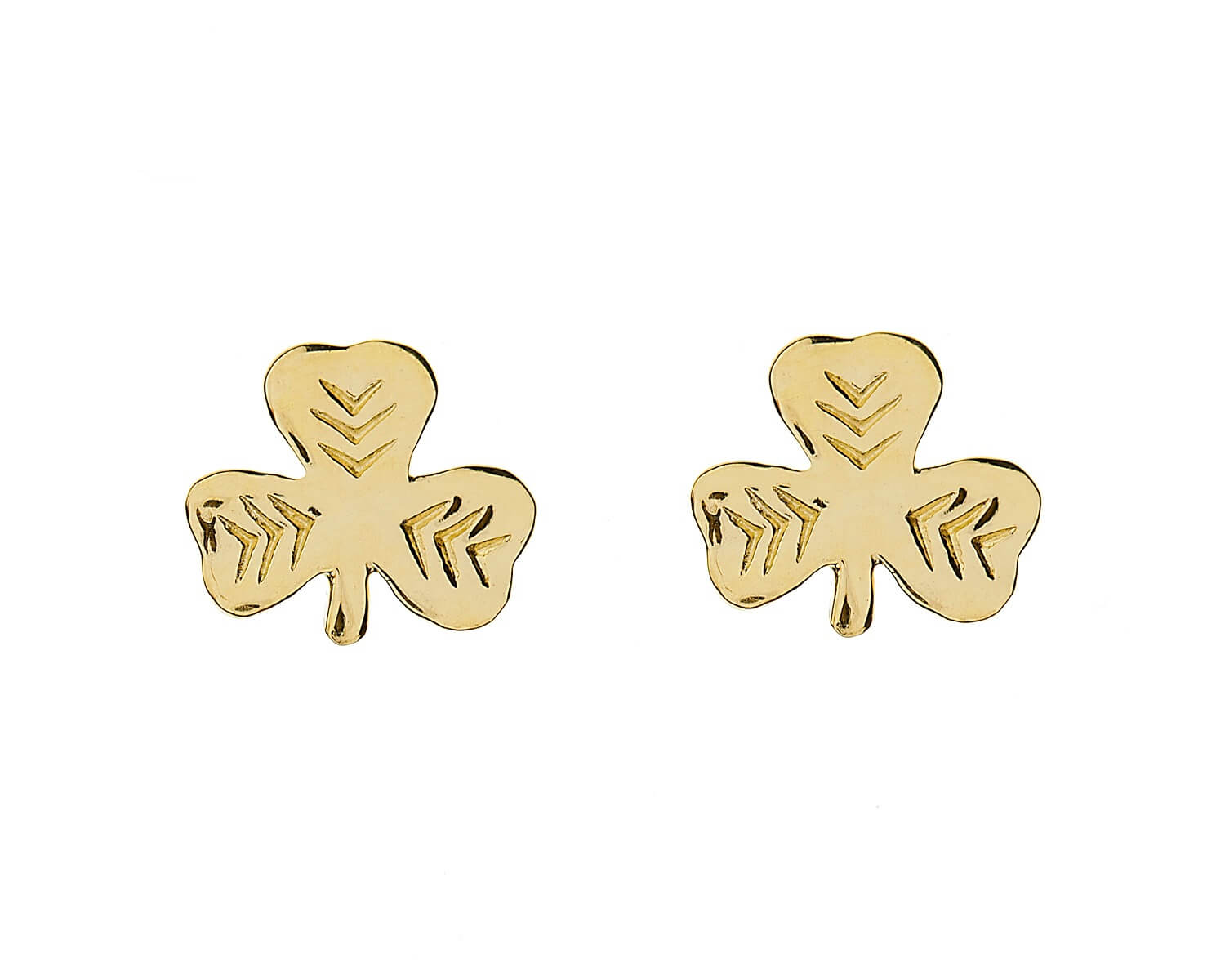 10k Gold Shamrock Stud Earrings