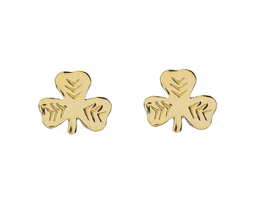 10k Gold Shamrock Stud Earrings