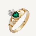 10k Gold Emerald Claddagh Ring