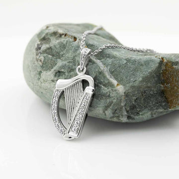 Sterling Silver Marcasite Harp Pendant