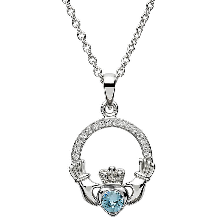 Shanore Claddagh Birthstone Pendant - March