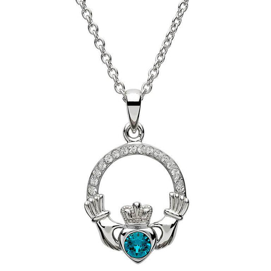 Shanore Claddagh Birthstone Pendant - December