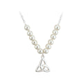 Rhodium Plated Pearl Trinity Knot Communion Necklet