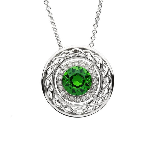 Shanore Sterling Silver Celtic Halo Pendant adorned with Swarovski Crystals