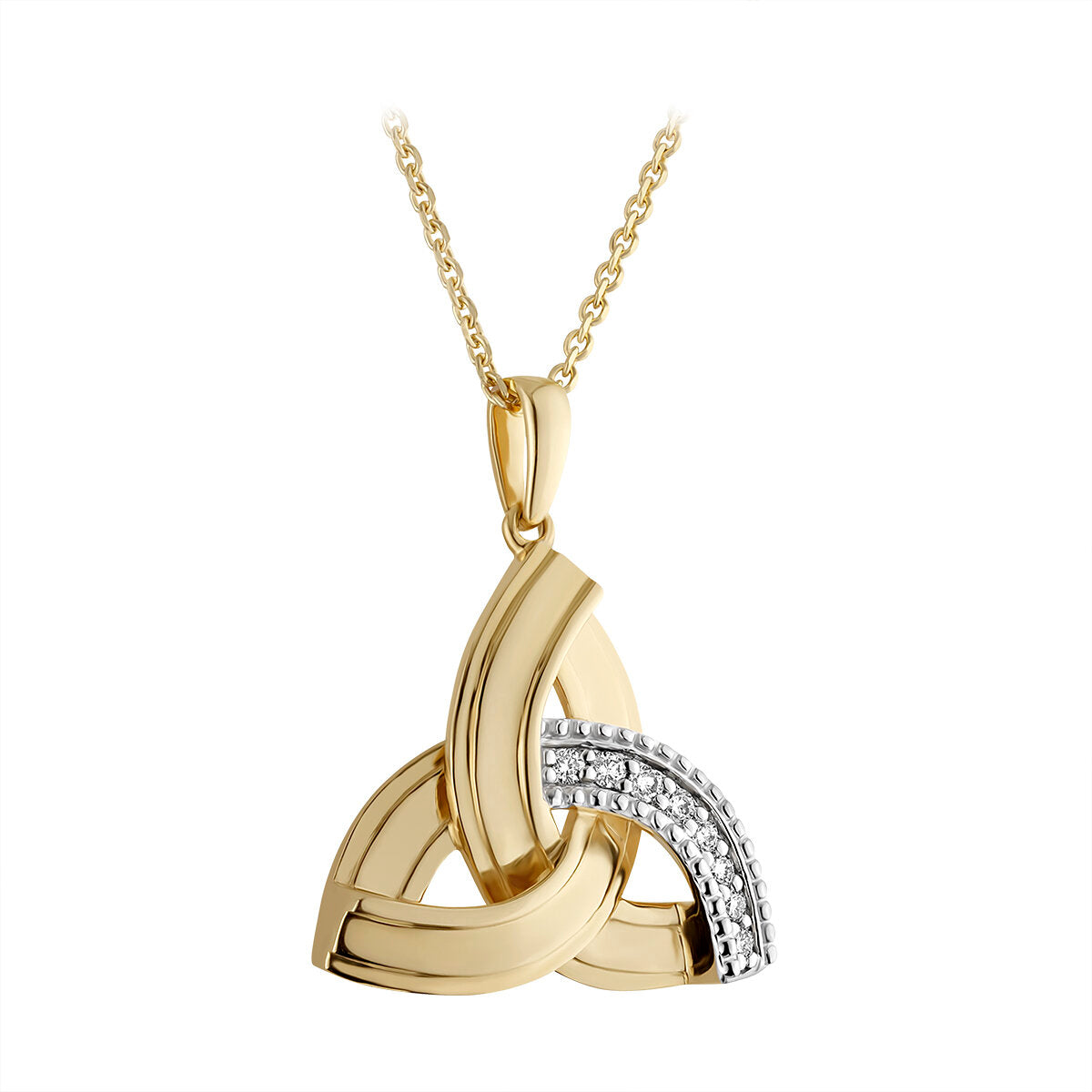 14K GOLD DIAMOND TRINITY KNOT NECKLACE