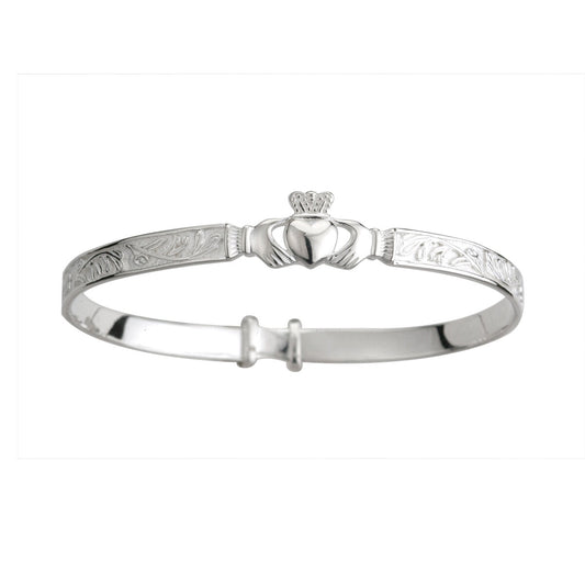 Silver Claddagh Celtic Kids Bangle