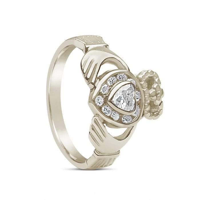 Diamond Heart Claddagh Ring