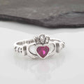 Shanore Silver Claddagh Ring July Birthstone