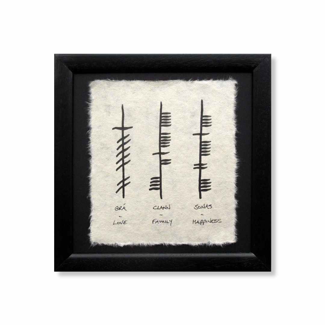 Ogham 'Love, Family and Happiness' Small Frame