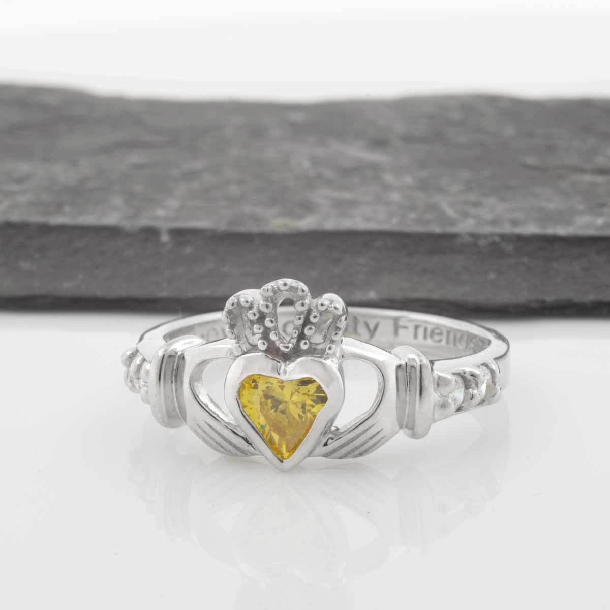 Shanore Silver Claddagh Ring November Birthstone