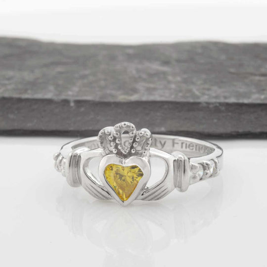 Shanore Silver Claddagh Ring November Birthstone