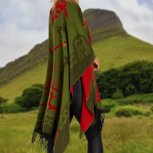 Jimmy Hourihan Fringed Shawl with Celtic Motif