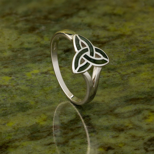 CONNEMARA MARBLE TRINITY KNOT RING