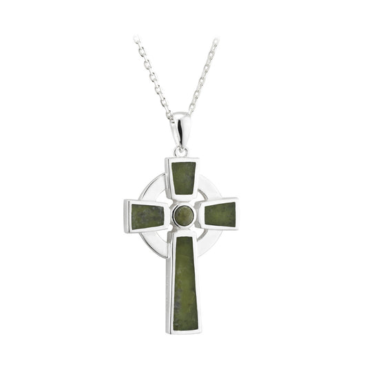 SILVER SMALL MARBLE CROSS PENDANT