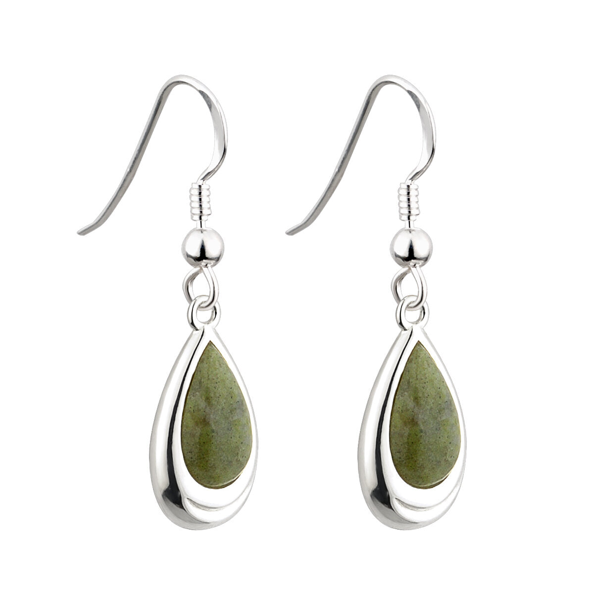 Rhodium Connemara Marble Drop Earrings