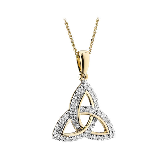 14K GOLD DIAMOND SET TRINITY KNOT NECKLACE