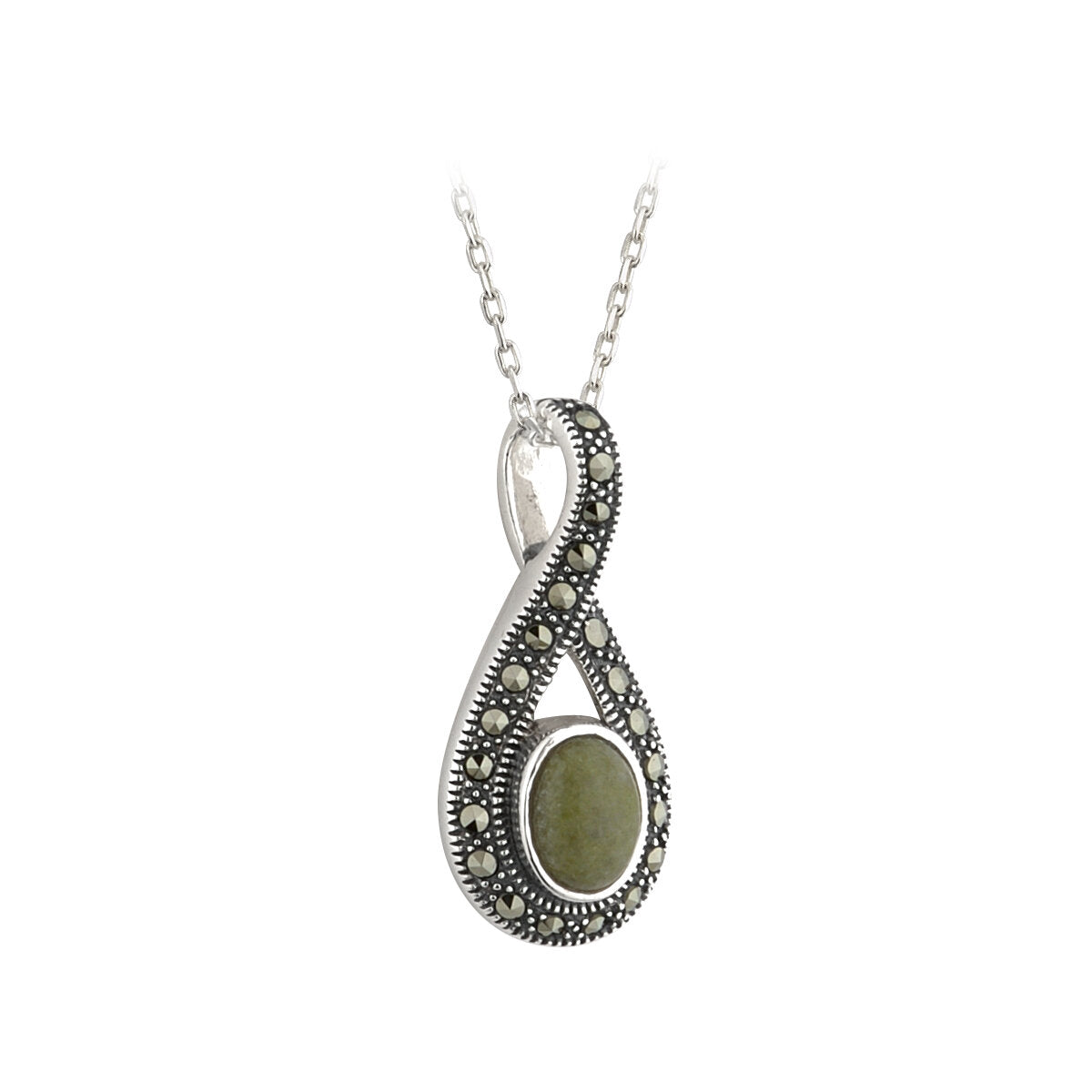 SILVER MARBLE & MARCASITE CELTIC NECKLACE