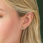 14K Gold Emerald Shamrock Earrings