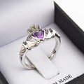 Shanore White Gold Claddagh Birthstone Ring - June