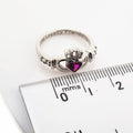 Shanore White Gold Claddagh Birthstone Ring - July