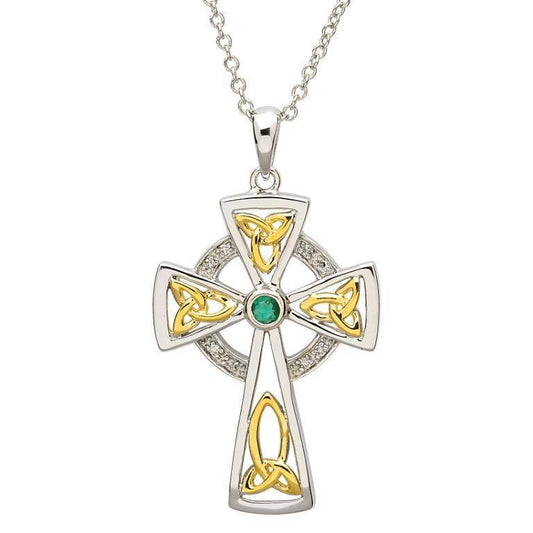 Shanore Celtic Trinity Knot Celtic Cross with Diamonds