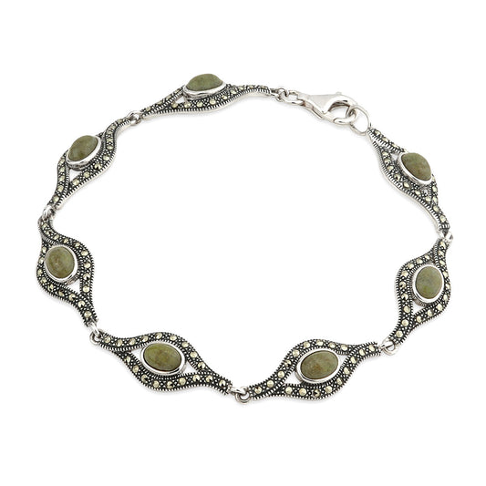 SILVER MARBLE & MARCASITE CELTIC BRACELET