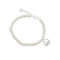 Rhodium Plated Pearl Claddagh Bracelet