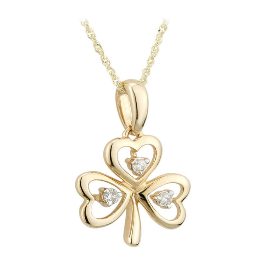 14K GOLD DIAMOND SHAMROCK PENDANT