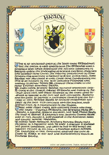 Brady Family Crest Parchment