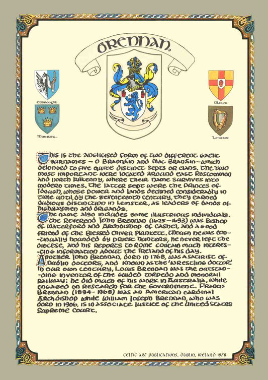 Brennan Family Crest Parchment