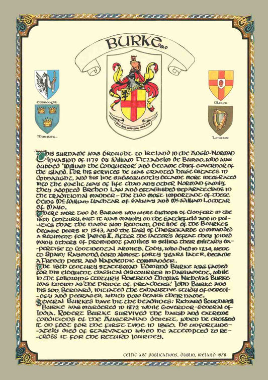 Burke Family Crest Parchment